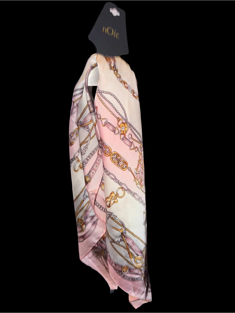 nOir Jewelry Pink & Gold Chain-Print Women's Scarf/Hair Scarf